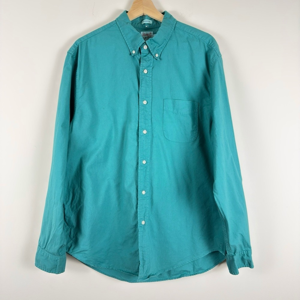 J.Crew Broken-In Oxford Men's Large Green Button Down Shirt Relaxed Fit